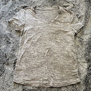 Gray V-Neck Women's Top